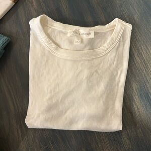 Sage + Stone Cream Ribbed Top. Size Small.